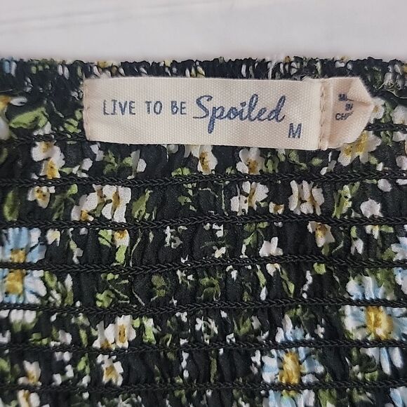 Live to be Spoiled Floral Long Sleeve Dress Mini Length Women's Size M - Picture 9 of 12